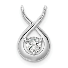 14k White Gold 1/5 carat Lab Grown Diamond VS/SI+ G+ Complete Teardrop Chain Slide Pendant