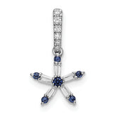 14k White Gold Blue Sapphire and Diamond Star Pendant