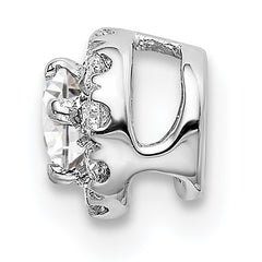 14k White Gold 1/4 carat Lab Grown Diamond VS/SI+ G+ Round Halo Chain Slide Pendant