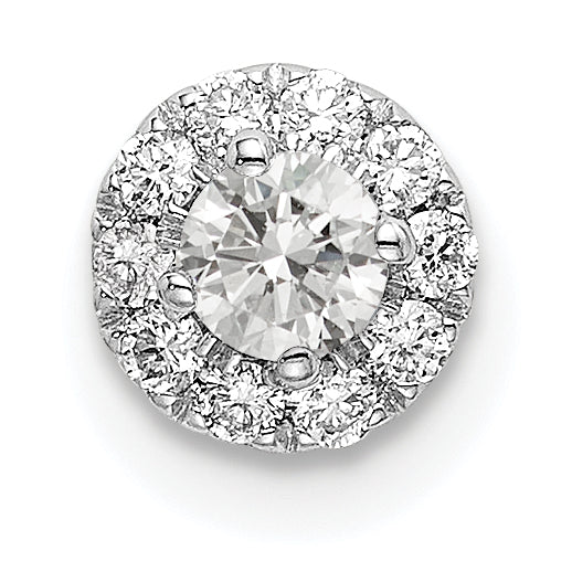 14k White Gold 1/4 carat Lab Grown Diamond VS/SI+ G+ Round Halo Chain Slide Pendant