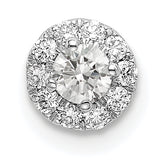 14k White Gold 1/4 carat Lab Grown Diamond VS/SI+ G+ Round Halo Chain Slide Pendant