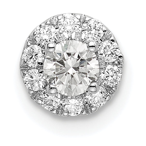 14k White Gold 1/3 carat Lab Grown Diamond VS/SI+ G+ Round Halo Chain Slide Pendant