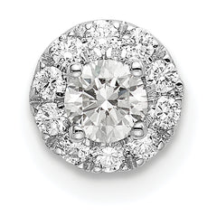 14k White Gold 1/3 carat Lab Grown Diamond VS/SI+ G+ Round Halo Chain Slide Pendant