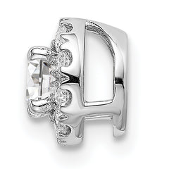 14k White Gold 1/2 carat Lab Grown Diamond VS/SI+ G+ Round Halo Chain Slide Pendant