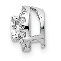 14k White Gold 3/4 carat Lab Grown Diamond VS/SI+ G+ Round Halo Chain Slide Pendant