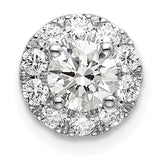 14k White Gold 3/4 carat Lab Grown Diamond VS/SI+ G+ Round Halo Chain Slide Pendant