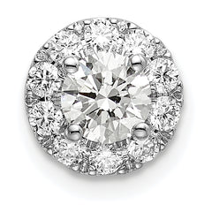14k White Gold 3/4 carat Lab Grown Diamond VS/SI+ G+ Round Halo Chain Slide Pendant