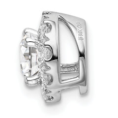 14k White Gold 1 carat Lab Grown Diamond VS/SI+ G+ Round Halo Chain Slide Pendant