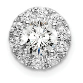 14k White Gold 1 carat Lab Grown Diamond VS/SI+ G+ Round Halo Chain Slide Pendant