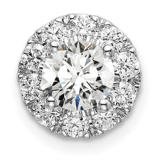 14k White Gold 1 carat Lab Grown Diamond VS/SI+ G+ Round Halo Chain Slide Pendant