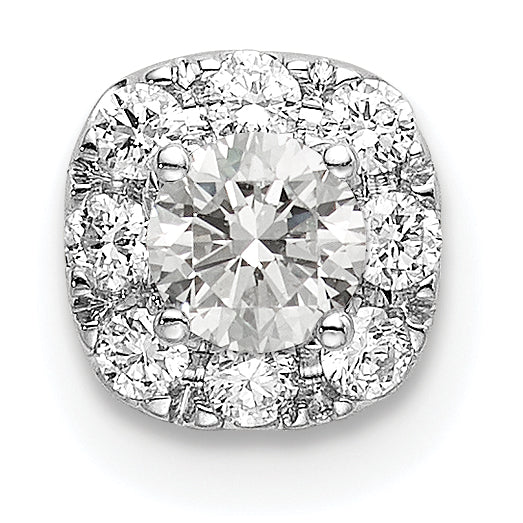 14k White Gold 1/3 carat Lab Grown Diamond VS/SI+ G+ Complete Cushion Halo Chain Slide Pendant