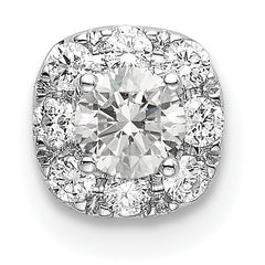 14k White Gold 1/3 carat Lab Grown Diamond VS/SI+ G+ Complete Cushion Halo Chain Slide Pendant