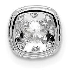 14k White Gold 1/2 carat Lab Grown Diamond VS/SI+ G+ Complete Cushion Halo Chain Slide Pendant