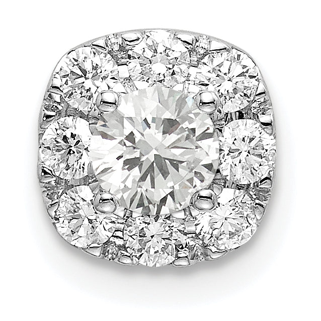 14k White Gold 1/2 carat Lab Grown Diamond VS/SI+ G+ Complete Cushion Halo Chain Slide Pendant