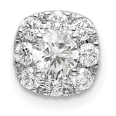 14k White Gold 1/2 carat Lab Grown Diamond VS/SI+ G+ Complete Cushion Halo Chain Slide Pendant