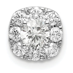 14k White Gold 1/2 carat Lab Grown Diamond VS/SI+ G+ Complete Cushion Halo Chain Slide Pendant