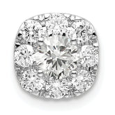 14k White Gold 3/4 carat Lab Grown Diamond VS/SI+ G+ Complete Cushion Halo Chain Slide Pendant