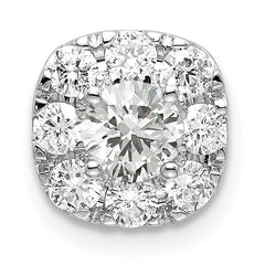 14k White Gold 3/4 carat Lab Grown Diamond VS/SI+ G+ Complete Cushion Halo Chain Slide Pendant