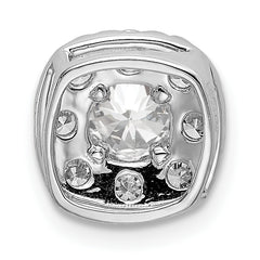 14k White Gold 1 carat Lab Grown Diamond VS/SI+ G+ Complete Cushion Halo Chain Slide Pendant