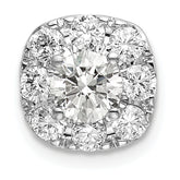 14k White Gold 1 carat Lab Grown Diamond VS/SI+ G+ Complete Cushion Halo Chain Slide Pendant