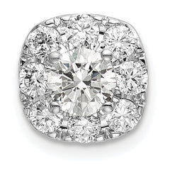 14k White Gold 1 carat Lab Grown Diamond VS/SI+ G+ Complete Cushion Halo Chain Slide Pendant