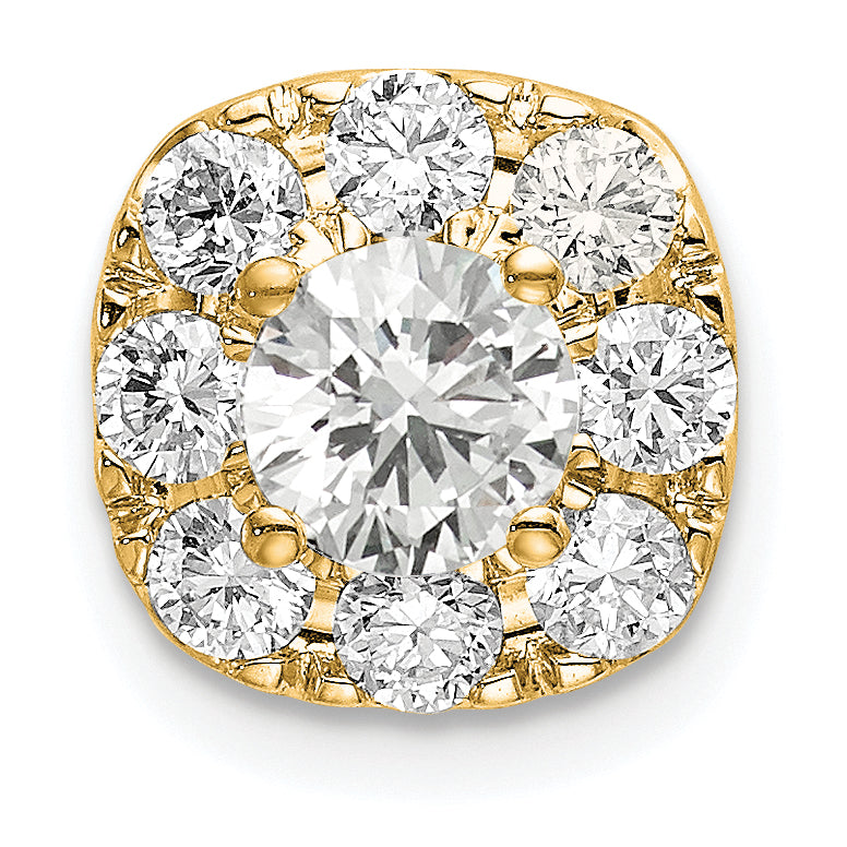 14k 1 carat Lab Grown Diamond VS/SI+ G+ Complete Cushion Halo Chain Slide Pendant