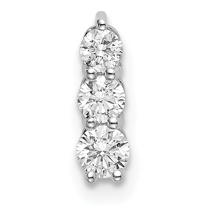 14k White Gold 1/4 carat Lab Grown Diamond VS/SI+ G+ Three Stone Chain Slide Pendant