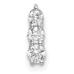 14k White Gold 1/4 carat Lab Grown Diamond VS/SI+ G+ Three Stone Chain Slide Pendant