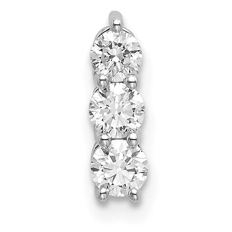 14k White Gold 1/3 carat Lab Grown Diamond VS/SI+ G+ Three Stone Chain Slide Pendant