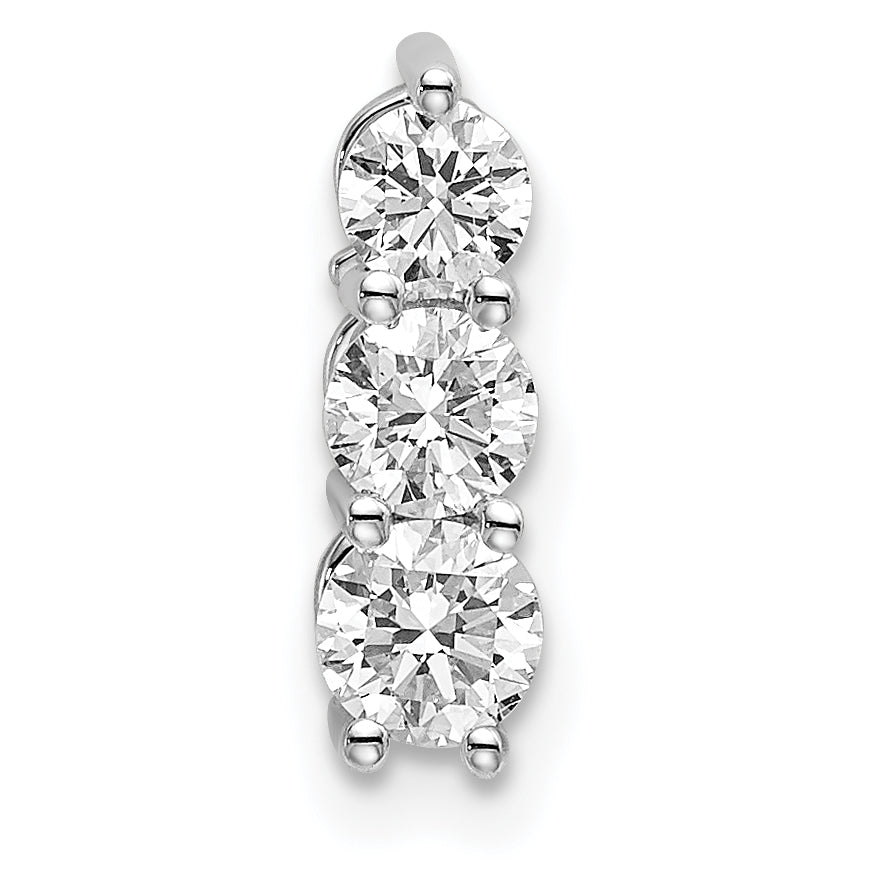 14k White Gold 1/2 carat Lab Grown Diamond VS/SI+ G+ Three Stone Chain Slide Pendant