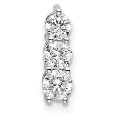 14k White Gold 1/2 carat Lab Grown Diamond VS/SI+ G+ Three Stone Chain Slide Pendant