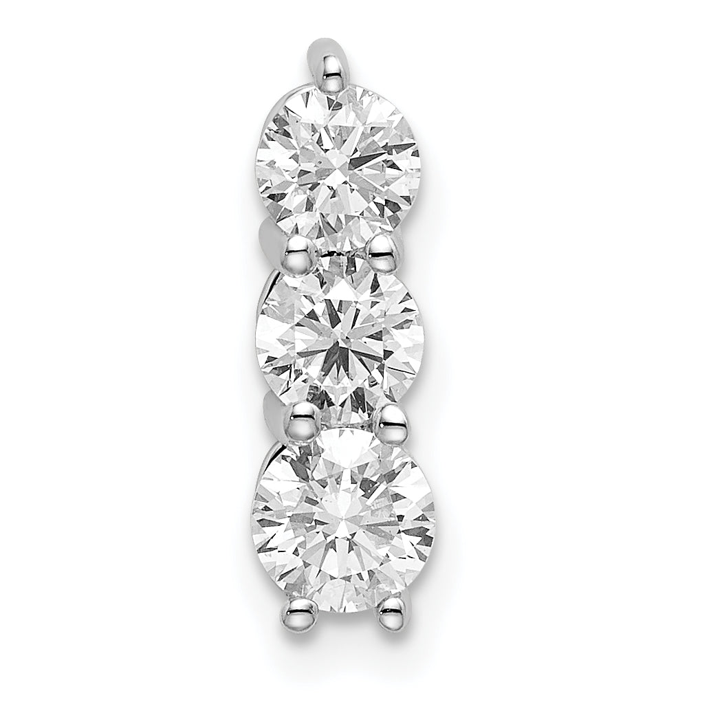 14k White Gold 3/4 carat Lab Grown Diamond VS/SI+ G+ Three Stone Chain Slide Pendant