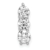14k White Gold 3/4 carat Lab Grown Diamond VS/SI+ G+ Three Stone Chain Slide Pendant
