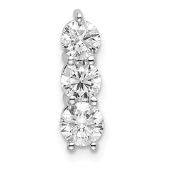 14k White Gold 3/4 carat Lab Grown Diamond VS/SI+ G+ Three Stone Chain Slide Pendant