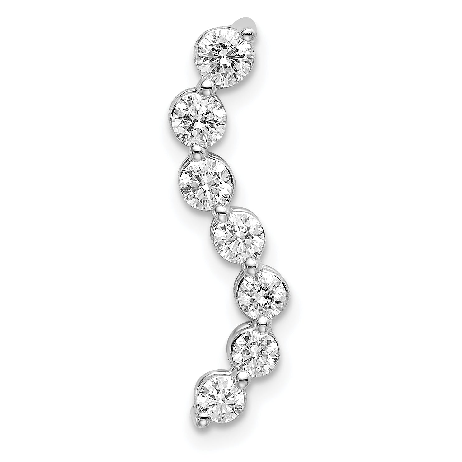 14k White Gold 1/2 carat Lab Grown Diamond VS/SI+ G+ Seven Stone Curved Bar Chain Slide Pendant