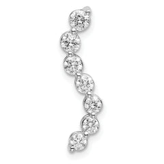 14k White Gold 1/2 carat Lab Grown Diamond VS/SI+ G+ Seven Stone Curved Bar Chain Slide Pendant