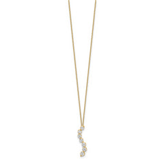 14k White Gold 3/4 carat Lab Grown Diamond VS/SI+ G+ Complete 18 inch Seven Stone Curved Bar Pendant Necklace