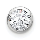 14k White Gold 1/2 carat Lab Grown Diamond VS/SI+ G+ Round Complete Bezel Chain Slide Pendant