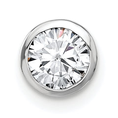 14k White Gold 1/2 carat Lab Grown Diamond VS/SI+ G+ Round Complete Bezel Chain Slide Pendant