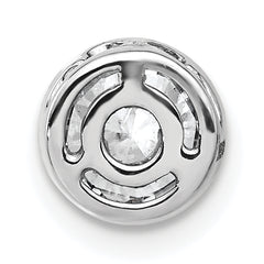 14k White Gold 1 carat Lab Grown Diamond VS/SI+ G+ Round Complete Bezel Chain Slide Pendant