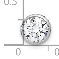 14k White Gold 1 carat Lab Grown Diamond VS/SI+ G+ Round Complete Bezel Chain Slide Pendant
