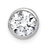 14k White Gold 1 carat Lab Grown Diamond VS/SI+ G+ Round Complete Bezel Chain Slide Pendant