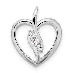 14k White Gold 1/10 carat Lab Grown Diamond VS/SI+ G+ Complete Open Heart Pendant