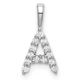 14k White Gold 1/8 carat Lab Grown Diamond VS/SI+ G+ Complete Letter A Initial Pendant