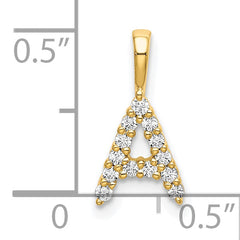 14k 1/8 carat Lab Grown Diamond VS/SI+ G+ Complete Letter A Initial Pendant