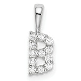 14k White Gold 1/8 carat Lab Grown Diamond VS/SI+ G+ Complete Letter B Intitial Pendant