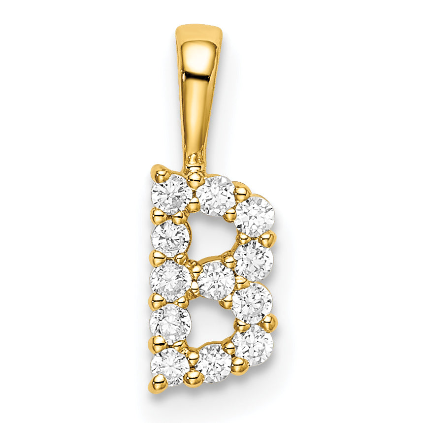 14k 1/8 carat Lab Grown Diamond VS/SI+ G+ Complete Letter B Intitial Pendant