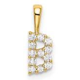 14k 1/8 carat Lab Grown Diamond VS/SI+ G+ Complete Letter B Intitial Pendant