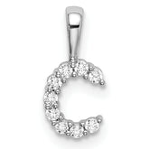 14k White Gold 1/10 carat Lab Grown Diamond VS/SI+ G+ Complete Letter C Initial Pendant