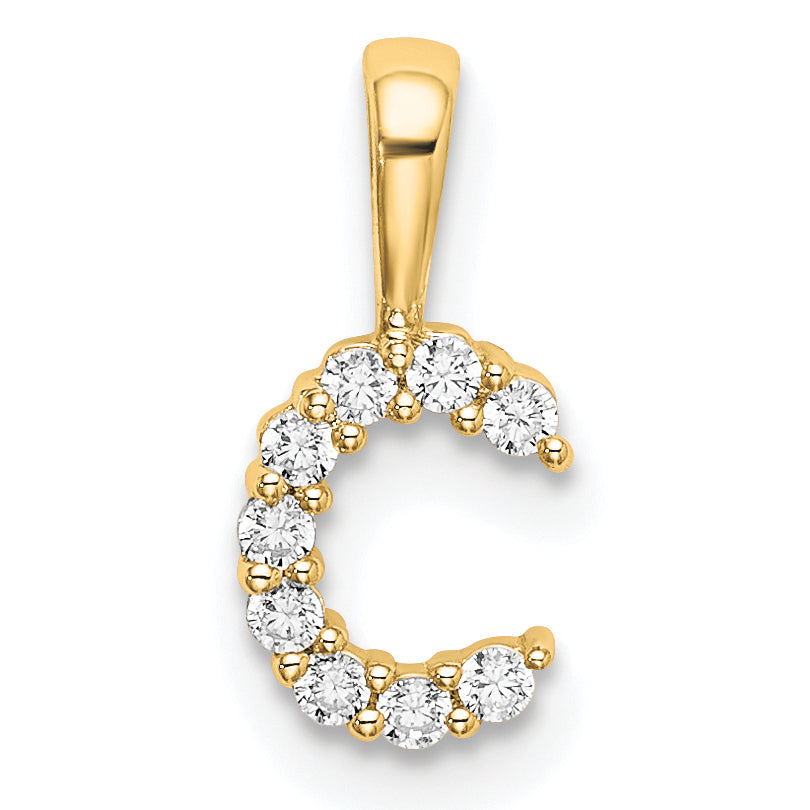 14k 1/10 carat Lab Grown Diamond VS/SI+ G+ Complete Letter C Initial Pendant